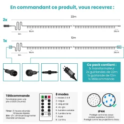 Guirlande Lumineuse 56m Câble Noir 500 Leds Blanc froid
