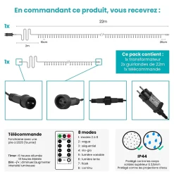 Guirlande Lumineuse 44m Câble Transparent 400 Leds Multicolore