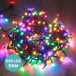 Guirlande Lumineuse 56m Câble Noir 500 Leds Multicolore