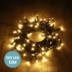 Guirlande Lumineuse 12m Câble Noir 100 Leds Blanc chaud
