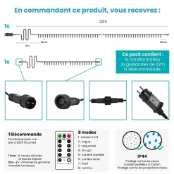 Guirlande Lumineuse 44m Câble Noir 400 Leds Blanc froid