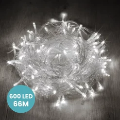 Guirlande Lumineuse 66m Câble Transparent 600 Leds Blanc froid
