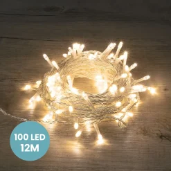 Guirlande Lumineuse 12m Câble Transparent 100 Leds Blanc chaud