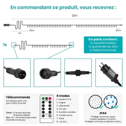 Guirlande Lumineuse 22m Câble Noir 200 Leds Blanc froid