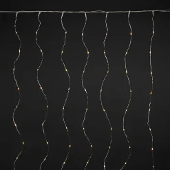 Guirlande lumineuse rideaux 380 LED IP44 6W blanc chaud L.6m câble argent