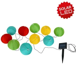 Guirlande lumineuse solaire 10 LED textile multicolore extérieur métal plastique textile avec LED intégrée