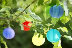 Guirlande lumineuse solaire 10 LED textile multicolore extérieur métal plastique textile avec LED intégrée