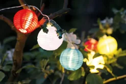 Guirlande lumineuse solaire 10 LED textile multicolore extérieur métal plastique textile avec LED intégrée