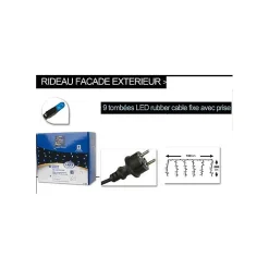 Guirlande rideau façade Noël 171 ampoules Leds bleu