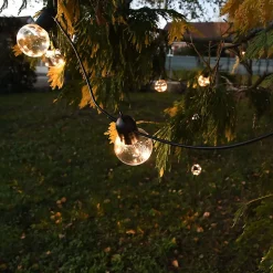 Guirlande solaire Boogie - L5,8m -20 globes - blanc chaud - Chromex