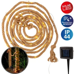 Guirlande solaire Canamo corde chanvre naturelle 8m + 2m câble blanc chaud extérieur
