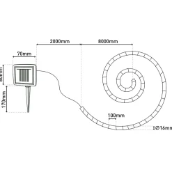 Guirlande solaire Canamo corde chanvre naturelle 8m + 2m câble blanc chaud extérieur