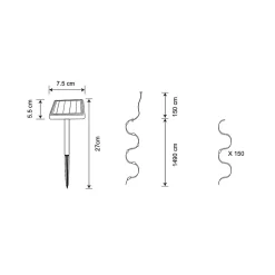 Guirlande solaire de 16,4m- 150 MicroLED lumière blanc chaud- 60 lumens- Eclairage extérieur Jardin