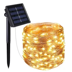 Guirlande solaire extérieur lumineuse jardin, terrasse - Ampoules LED 8 modes - 12 m - Blanc chaud - Linxor