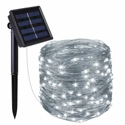 Guirlande solaire extérieur lumineuse jardin, terrasse - Ampoules LED 8 modes - 7 m - Blanc froid - Linxor