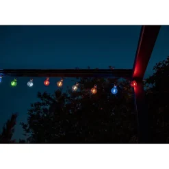 Guirlande solaire guinguette de 3,8m- 10 ampoules multicolores- 10 Lumens- Eclairage extérieur Jardin
