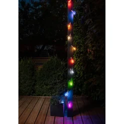 Guirlande solaire guinguette de 3,8m- 10 ampoules multicolores- 10 Lumens- Eclairage extérieur Jardin