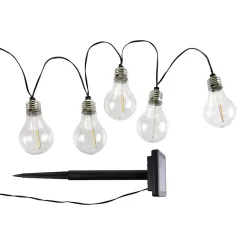 Guirlande solaire guinguette de 3,8m- 10 ampoules multicolores- 10 Lumens- Eclairage extérieur Jardin