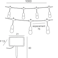 Guirlande solaire LED Chill Lilttle Garden 12 lumières E27 600lm 1W 10m noir