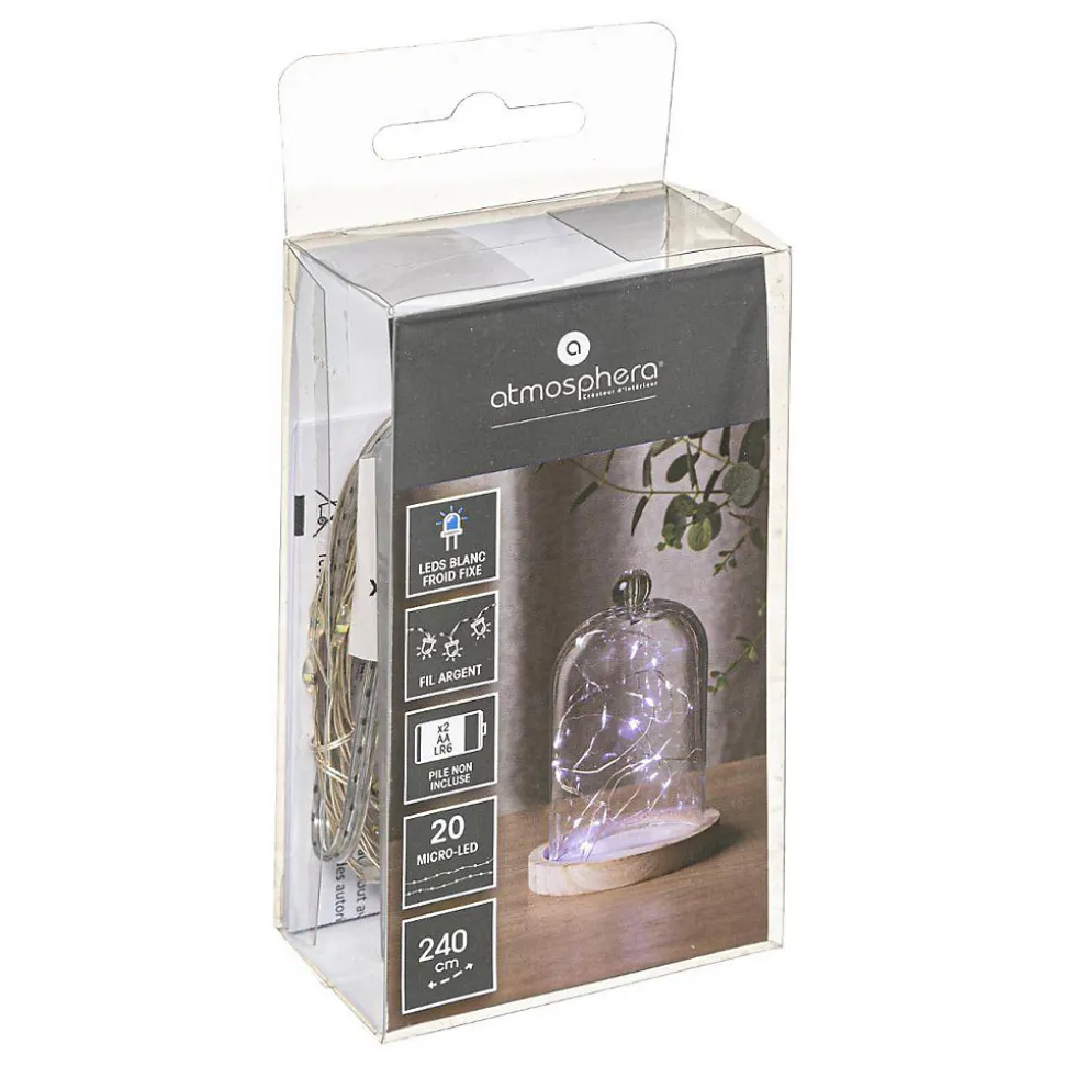 Guirlandes - 20 micro LED - argent et blanc - L190 cm - Atmosphera