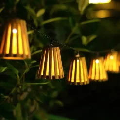 Guirlandes lumineuses extérieur LED à énergie solaire 10 lumières IP44 0.06 W blanc chaud l.9,4 x P. 8,3cm