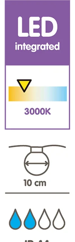 Guirlandes lumineuses LED intégrée Magliano 10 boules IP44 GoodHome blanc 12m