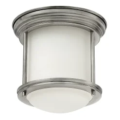 Hadrian Hinkley 1 Lumière Plafonnier Nickel Antique avec Verre Opale IP44
