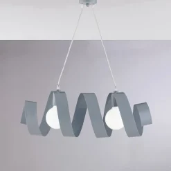 Helix Suspension en fer laqué gris mat avec câble électrique réglable 2 lumières L. 54x20 BL141-2-GR