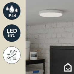 Hublot à détection Almagro LED intégrée blanc neutre IP44 900lm 14W ⌀28xl.6cm blanc GoodHome