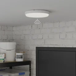 Hublot à détection Almagro LED intégrée blanc neutre IP44 900lm 14W ⌀28xl.6cm blanc GoodHome