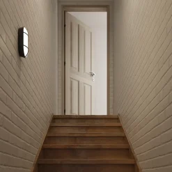 Hublot Bellot LED intégrée blanc neutre IP44 1000lm 16W L.20xl.5,5xH.20cm ovale noir Goodhome