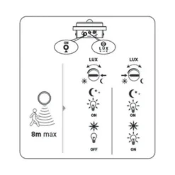 Hublot LED Extérieur Rond 10W IP54 Blanc avec détecteur de mouvement - Blanc Neutre 4000K - 5500K - SILAMP