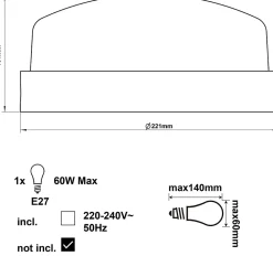 Hublot Mahu E27 IP44 Ø22xH.10cm blanc GoodHome
