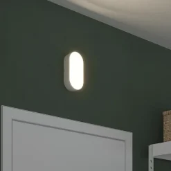 Hublot Moresby LED intégrée blanc neutre IP44 700lm 10W L.10xl.5,5xH.20cm ovale blanc GoodHome