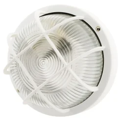 Hublot rond 60W avec grille IP44 E27 Classe II Blanc - Zenitech