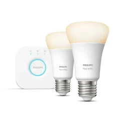 Hue White ambiance kit de démarrage Philips Hue : 2 ampoules connectées IP20 A60 E27 1055lm 75W + bridge