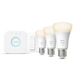 Hue White ambiance kit de démarrage Philips Hue : 3 ampoules connectées IP20 A60 E27 1055lm 9.5W + brigde + variateur