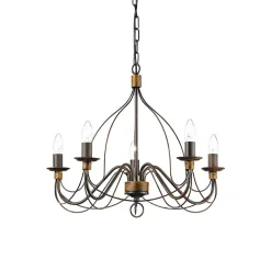 Ideal Lux Corte - Lustre à 5 ampoules au fini brun rouille, E14