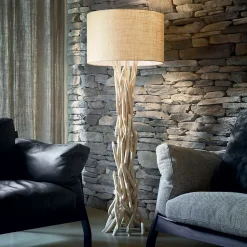 Ideal Lux Driftwood - Lampadaire à 1 lumière marron, beige avec abat-jour, E27