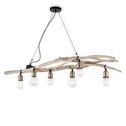 Ideal Lux Driftwood - Luminaire suspendu à 6 lampes en bois, E27