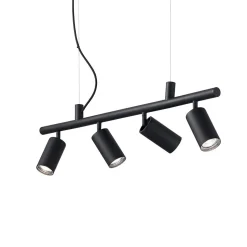 Ideal Lux DYNAMITE - Lampe à Suspension Intérieur 4 Lumières Spotlight Noir, GU10