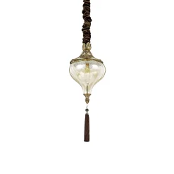 Ideal Lux Harem - Plafonnier à 1 Lumière, Laiton Antique, Ambre, Verre, E27