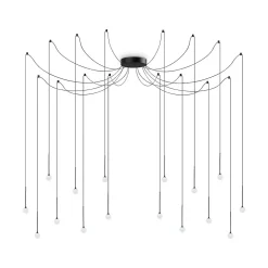 Ideal Lux LUCCIOLA Plafonnier suspendu en grappe à 16 lumières DEL noir, 3000K, non dimmable