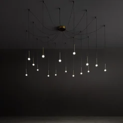 Ideal Lux LUCCIOLA Plafonnier suspendu à 16 ampoules à DEL en laiton, 3000K, non dimmable