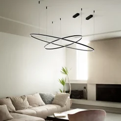 Ideal Lux ORACLE Plafonnier LED intégré Slim non dimmable rond 150cm noir, 4000K