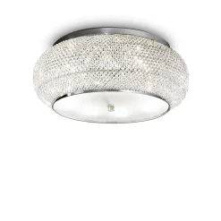 Ideal Lux Pasha' - Plafonnier à 10 ampoules au chrome, cristal, E14