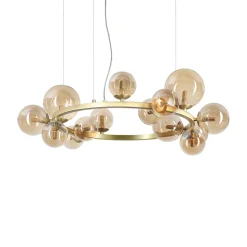 Ideal Lux PERLAGE Plafonnier suspendu globe à 14 lumières en laiton