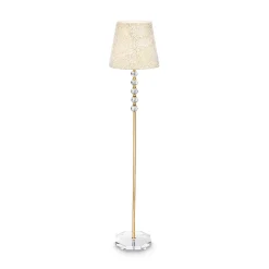 Ideal Lux Queen - Lampadaire à 1 lumière doré, transparent avec décoration en verre, E27