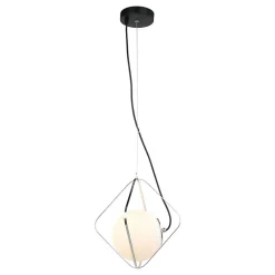 Italux Canto - Suspension moderne à suspendre chrome, noir 1 lumière avec abat-jour blanc, E27 dimmable