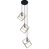 Italux Morestel - Pendentif suspendu moderne noir, or 3 lumières avec abat-jour noir, E27 dimmable